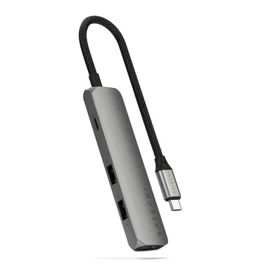 Satechi 4-i-1 USB-C Slim Multiport Adapter 4K - rymdgrå Satechi 4-i-1 USB-C Slim Multiport Adapter 4K - rymdgrå