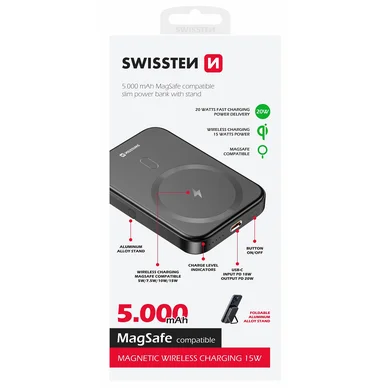Swissten Powerbank PD MagSafe 20W 5000mAh Swissten Powerbank PD MagSafe 20W 5000mAh