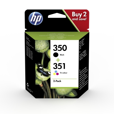 HP alt HP 350 svart / HP 351 trefärgsbläckpatron, original, 2-pack