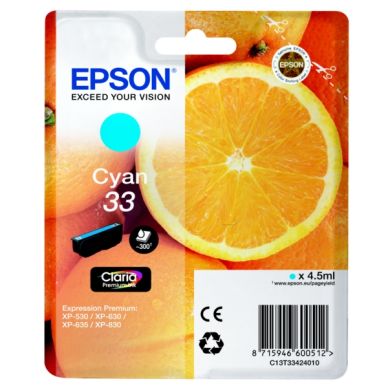 EPSON alt Epson bläckpatron 33 original cyan 4,5 ml