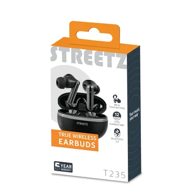 Streetz T235 TWS-hörlurar, svart