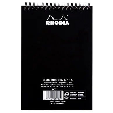 Rhodia NotePad wire black A5 dot