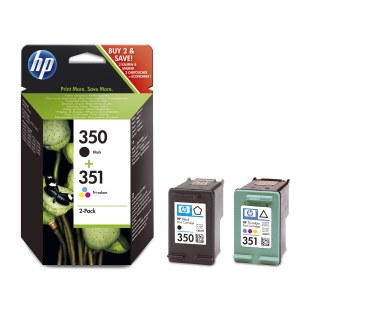 HP alt HP 350 svart / HP 351 trefärgsbläckpatron, original, 2-pack