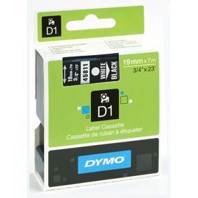 Dymo alt DYMO D1 Tape 19mm x 7m (vit på svart)