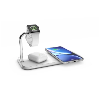 Trippel Aluminium Trådlös Qi Laddare till Apple Watch Vit